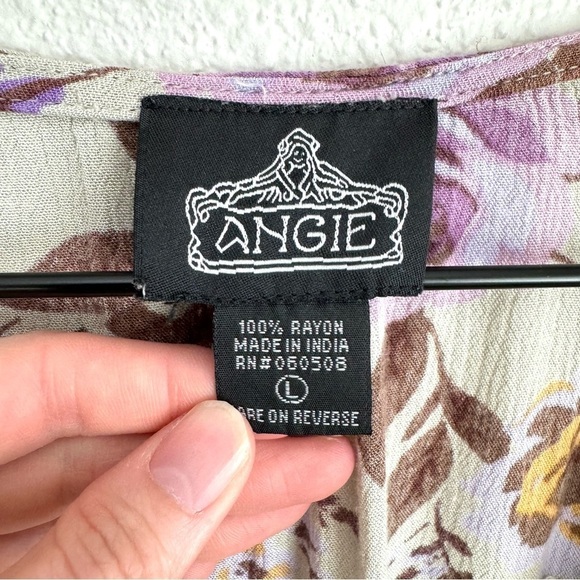 Angie Women's Large Babydoll Blouse Romantic Floral Summer Boho Bell Sleeve - Picture 4 of 11